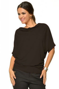 Natalee Fashion Bluză Bluza neagră cu mâneca scurtă Ioana