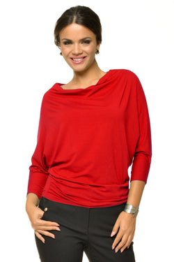 Natalee Fashion Bluză Bluză roșie cu mâneca trei sferturi Brenda