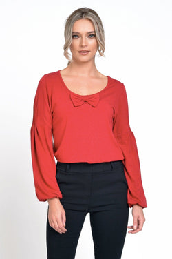 Natalee Fashion Bluză Bluza rosie cu fundita Indira