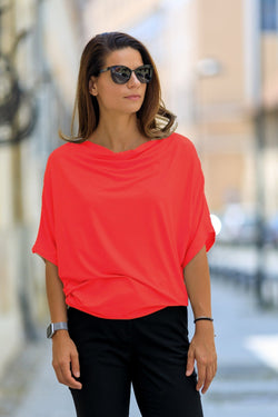 Natalee Fashion Bluză Bluza rosie cu maneca scurta Angelnina