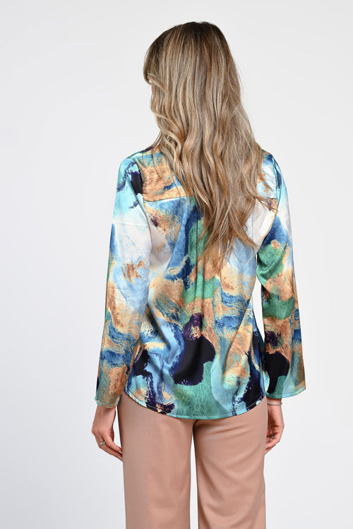 Bluză satinatã cu imprimeu abstract Alina Natalee Fashion