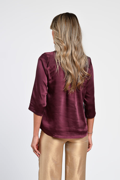 Bluză satinatã vișinie Nora Natalee