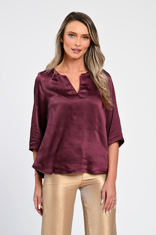 Bluză satinatã vișinie Nora Natalee