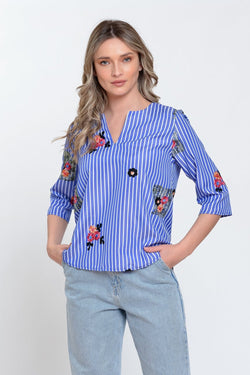 Natalee Fashion Bluză Bluza tip camasa brodata Avena