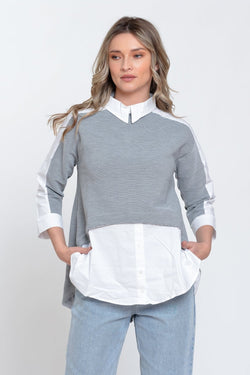 Natalee Fashion Bluză Bluza tip camasa doi in unu Yolanda