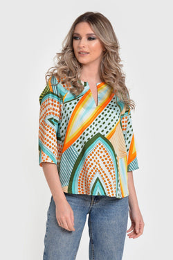Natalee Fashion Bluză Bluza tip camasa multicolor Agave