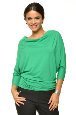 Natalee Fashion Bluză Bluza verde mâneca trei sferturi Afina