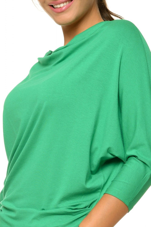 Natalee Fashion Bluză Bluza verde mâneca trei sferturi Afina