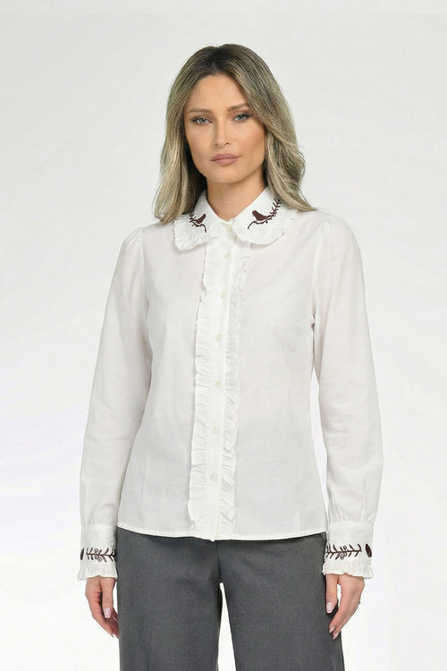 Cămașă damă bumbac Roxana brodată Natalee