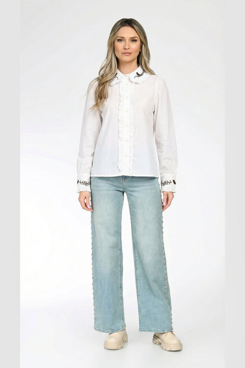 Cămașă damă bumbac Roxana brodată Natalee