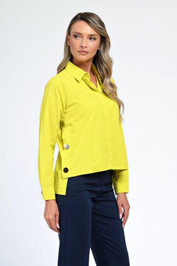 Cămașă damă din bumbac galben lime Nadia Natalee