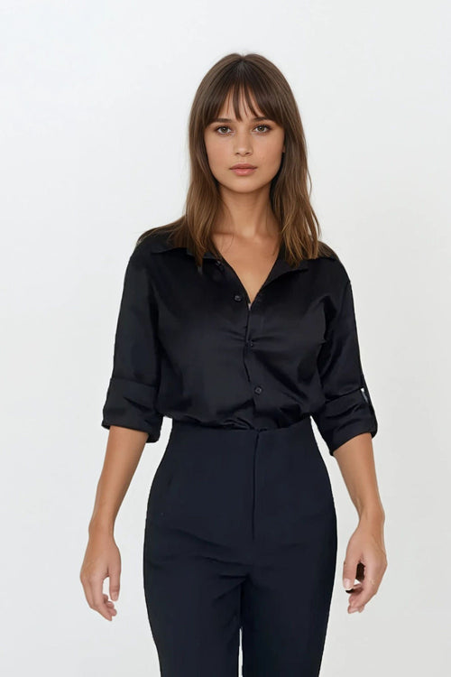 Cămașă damă elegantă neagră Lucia Natalee Fashion