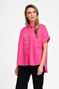 Cămașă damă fucsia cu nasturi decorativi Selene Fuchsia Natalee Fashion