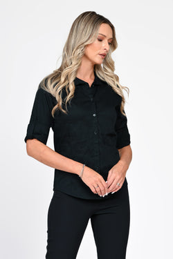 Cămașă damă neagră din bumbac Teodora Natalee Fashion