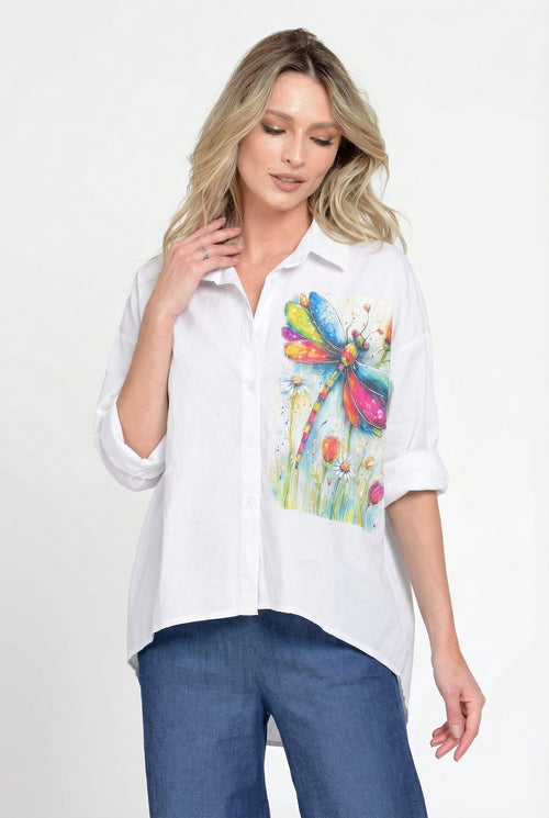 Cămașă damă oversize albă Dragonfly Color Natalee