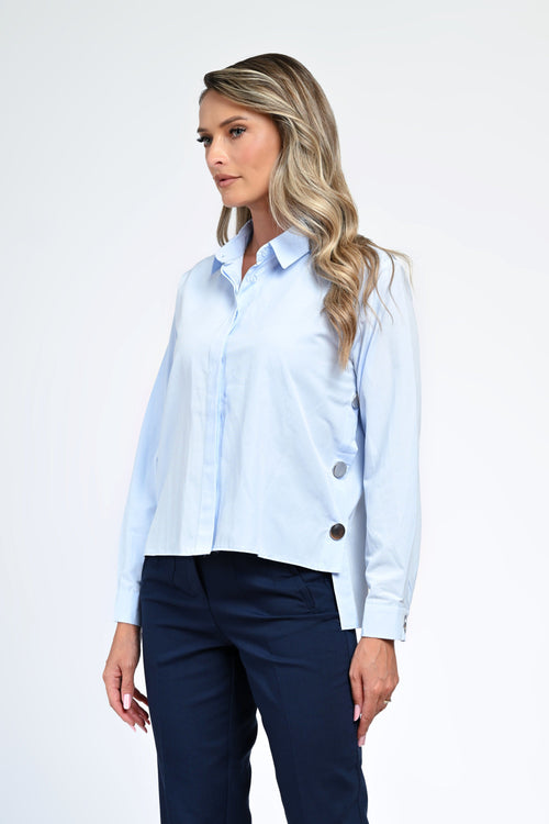 Camasa damă albastru deschis cu nasturi laterali – Amara Natalee Fashion