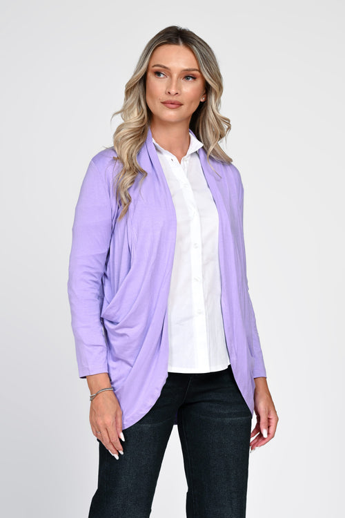 Cardigan damă lila cu buzunare Carina Natalee