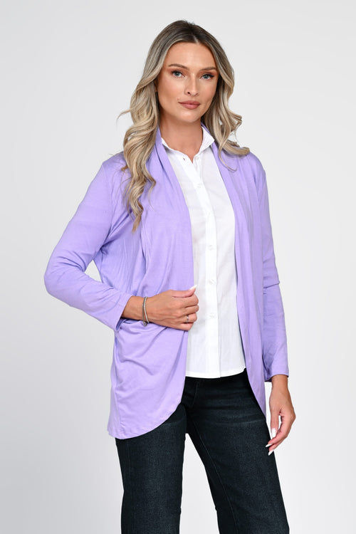 Cardigan damă lila cu buzunare Carina Natalee