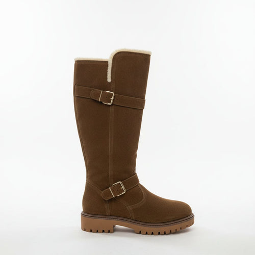 Cizme damă maro tip piele întoarsă Natalee