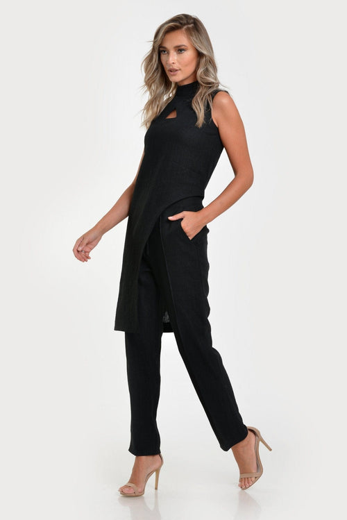 Natalee Fashion Rochie Compleu casual asimetric negru din IN Maria