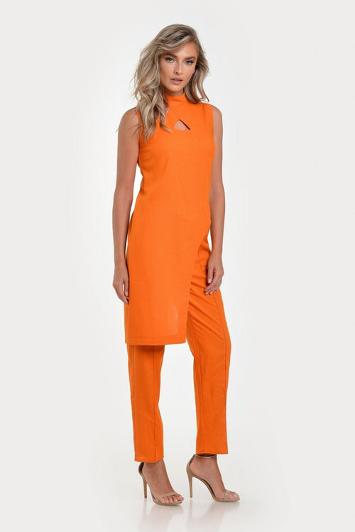 Natalee Fashion Rochie Compleu casual asimetric orange din IN Vera