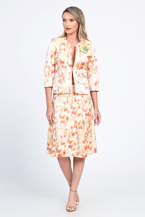 Compleu damă elegant cu imprimeu floral și sacou cu mânecă 3/4 Natalee Fashion