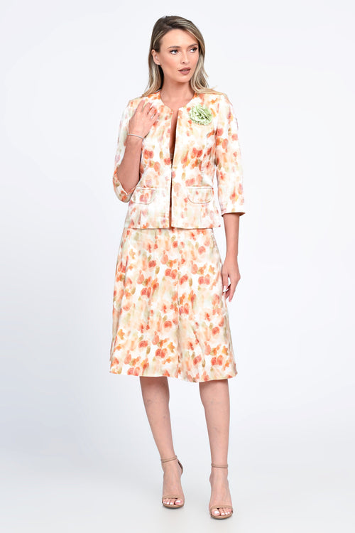 Compleu damă elegant cu imprimeu floral și sacou cu mânecă 3/4 Natalee Fashion