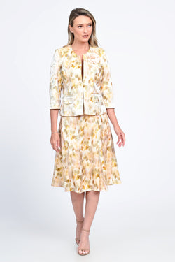 Compleu damă elegant cu sacou cambrat și fustă cloș – imprimeu floral pastel Natalee Fashion