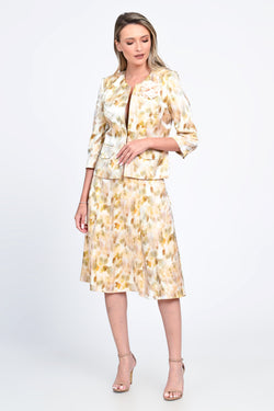 Compleu damă elegant cu sacou cambrat și fustă cloș – imprimeu floral pastel Natalee Fashion
