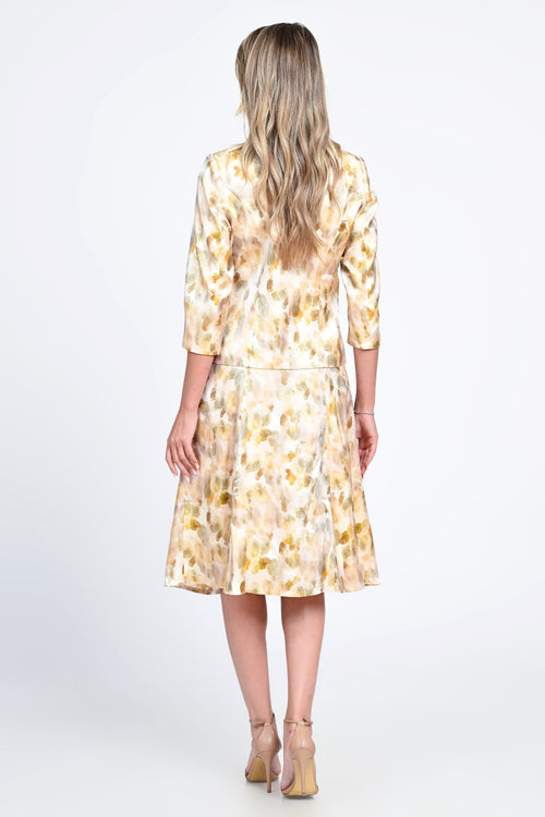 Compleu damă elegant cu sacou cambrat și fustă cloș – imprimeu floral pastel Natalee Fashion