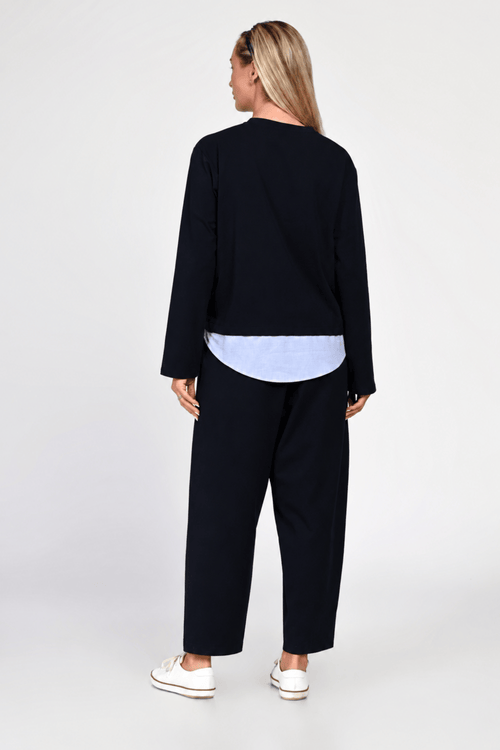 Compleu Eranthe casual din bumbac bleumarin Eranthe