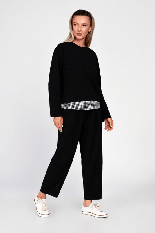 Compleu Eranthe casual din bumbac negru Eranthe