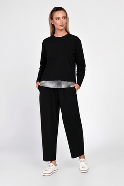 Compleu Eranthe casual din bumbac negru Eranthe
