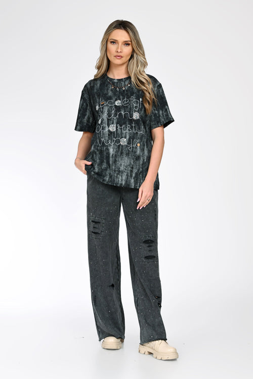 Compleul din bumbac cu imprimeu Lotus Natalee Fashion