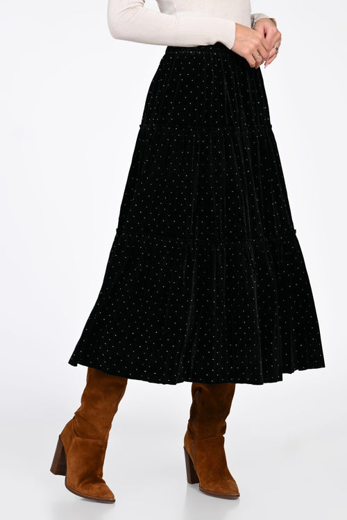 Fusta Celeste cu strasuri Natalee Fashion