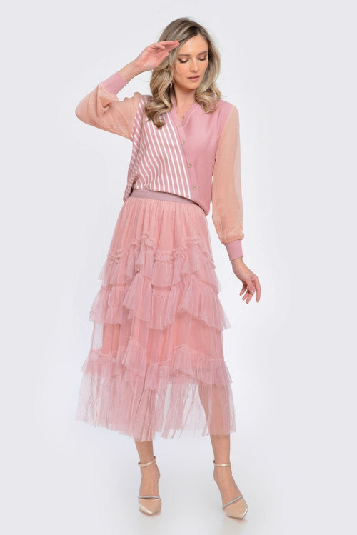 Natalee Fashion Fustă Fusta dama casual tulle roze Luiza