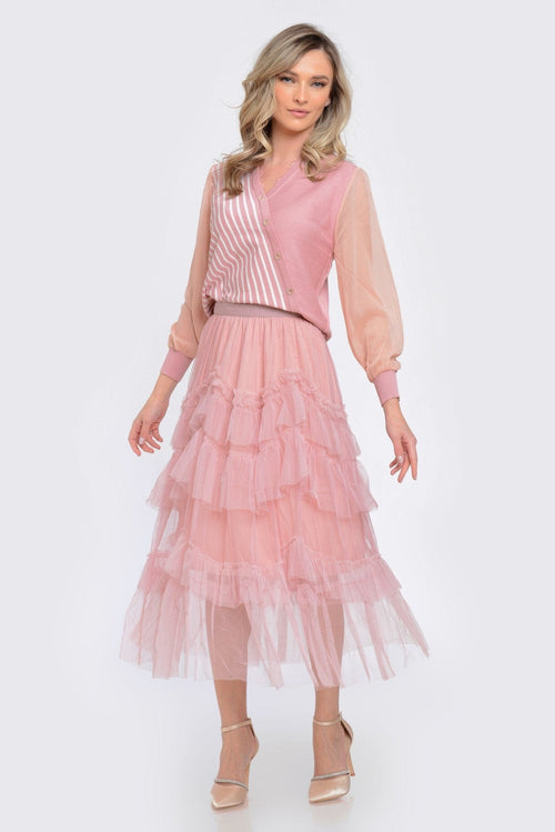 Natalee Fashion Fustă Fusta dama casual tulle roze Luiza