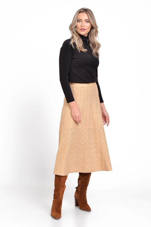Natalee Fashion Fustă Fusta dama din tricot crem cu model Amphitrite