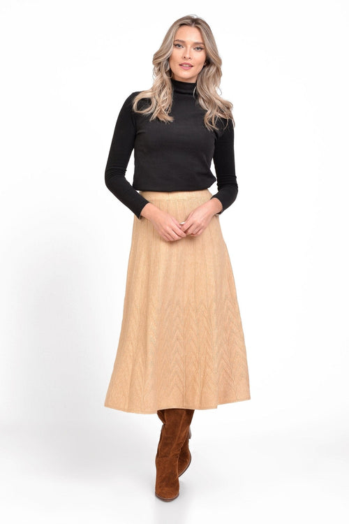 Natalee Fashion Fustă Fusta dama din tricot crem cu model Amphitrite