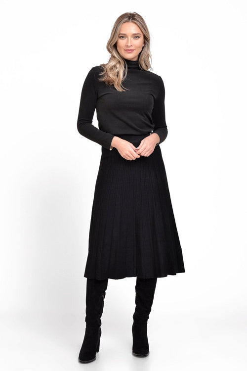 Natalee Fashion Fustă Fusta dama din tricot negru cu model Flaminia