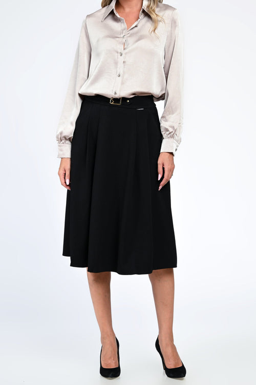 Fustă damă neagră midi elegantă cu buzunare – Alina Natalee Fashion