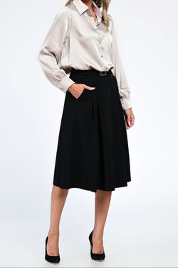 Fustă damă neagră midi elegantă cu buzunare – Alina Natalee Fashion