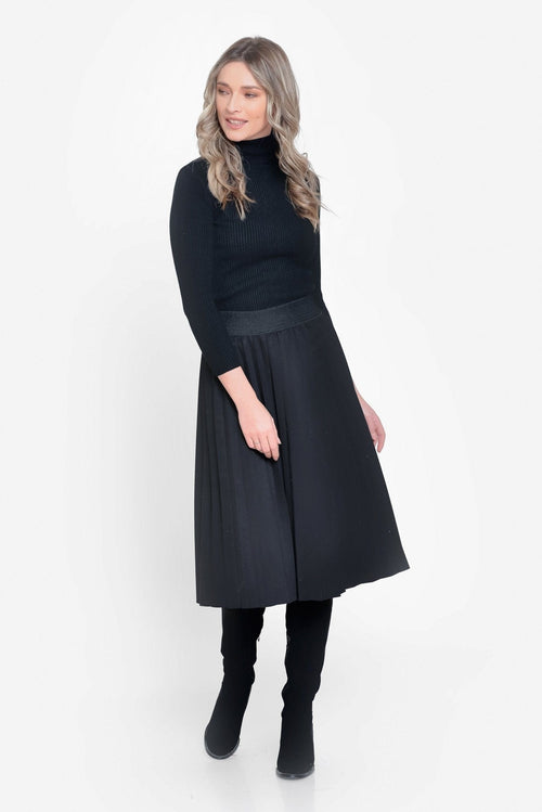 Natalee Fashion Fustă Fusta dama plisata neagra Garofita