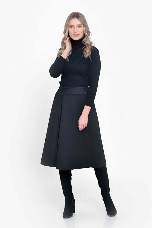 Natalee Fashion Fustă Fusta dama plisata neagra Garofita