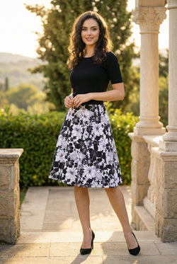 Fustă midi din bumbac cu imprimeu floral – Ana Natalee