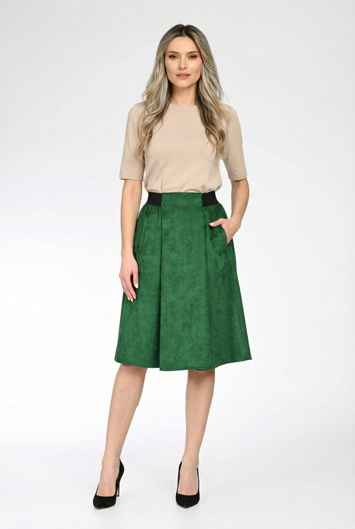 Fustă midi din raiat cu buzunare – Clara Natalee