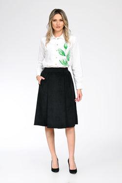 Fustă midi din raiat cu buzunare – Maria Natalee