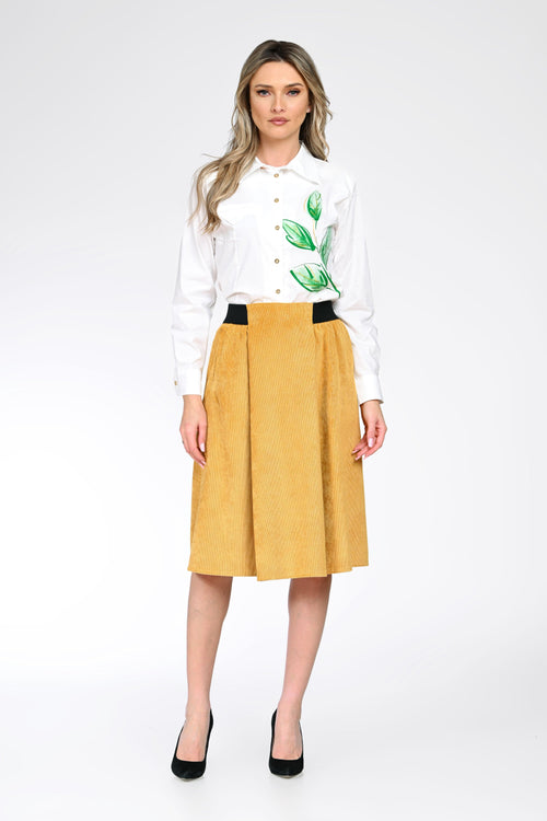 Fustă midi din raiat cu talie elastică – Bianca Natalee