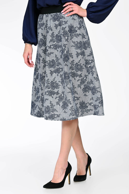 Fustă midi elegantă cu imprimeu floral dama Isabella Natalee