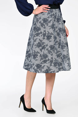 Fustă midi elegantă cu imprimeu floral dama Isabella Natalee